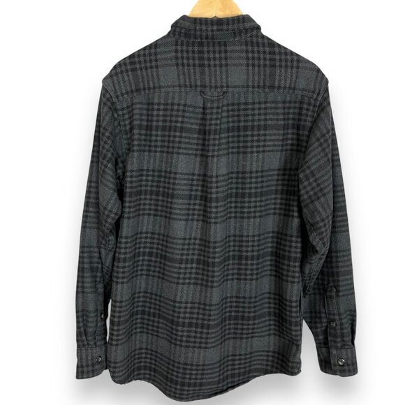 Orvis Plaid Shirt Men Thick‎ Cotton Blend Sz Medium Gray Black Pockets Button-Up - Picture 2 of 10
